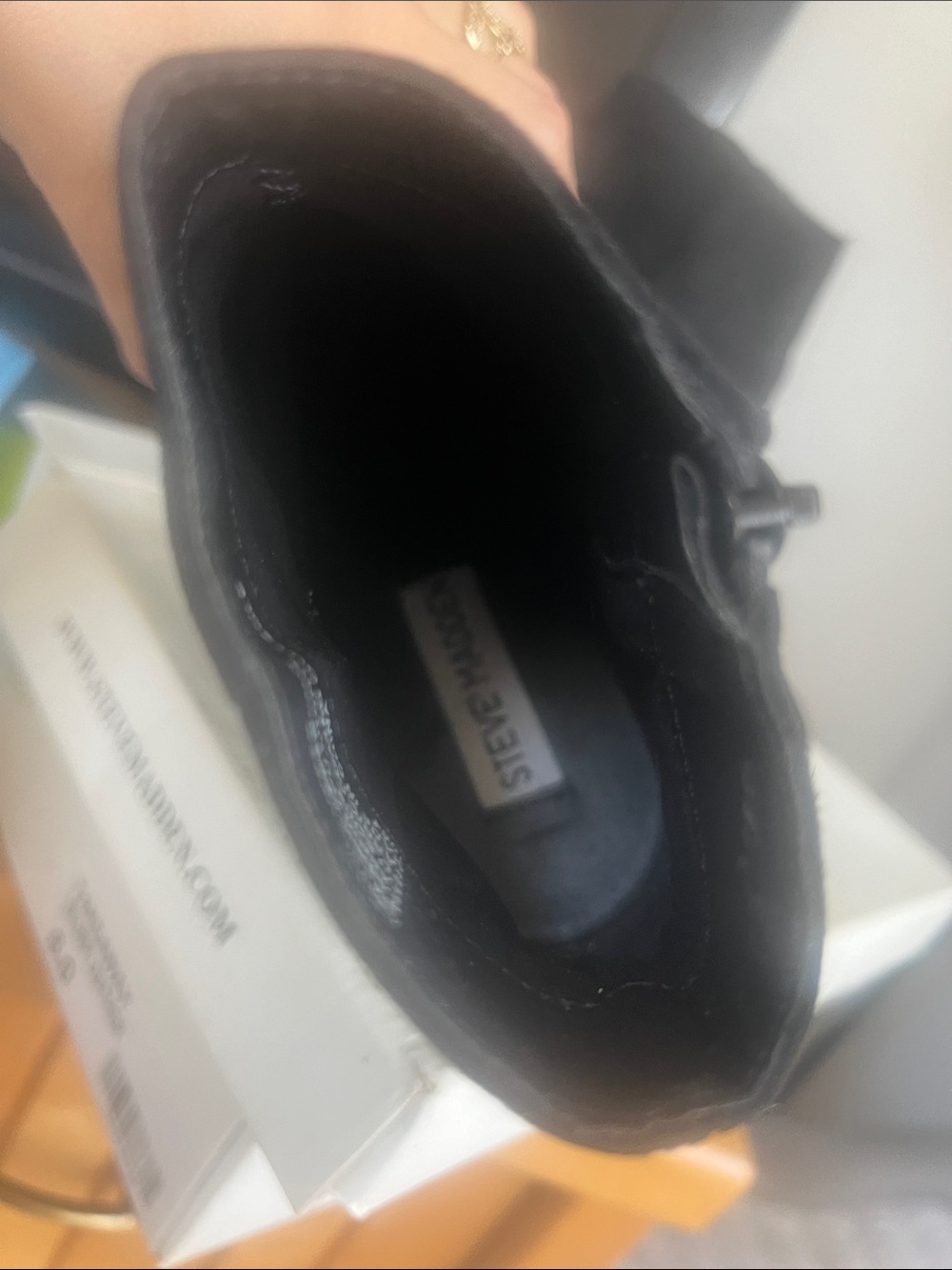 Steve Madden Black Suede Chunky Heel Ankle Boots - Picture 2 of 4